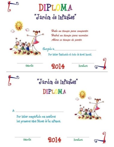 DIPLOMA EGRESADO JARDIN - Codigo: 730100