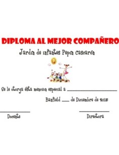 DIPLOMA AL MEJOR COMPANIERO - Codigo: 730102 2