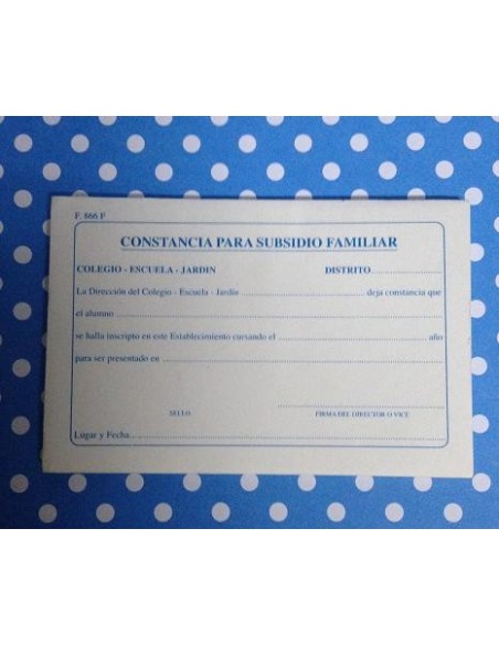 CONST SALARIO FAMILIAR 866F TB - Codigo: 960866