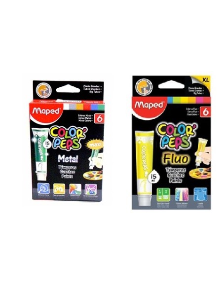 TEMPERA MAPED COLORPEPS X6 FLUO/METAL - Codigo: 927965