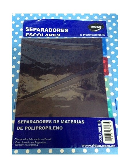 SEPARADOR ESCOLAR RIDEO 5 POSICIONES - Codigo: 873201