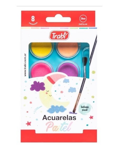 ACUARELA TRABI x 8 PASTEL - Codigo: 35009