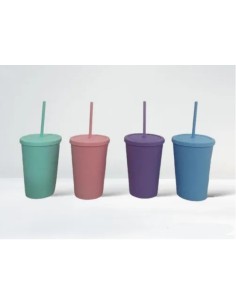 VASO PASTEL 600 CC TAPA Y SORBETE - Codigo: 975660