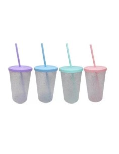 VASO GLITTER 600 CC TAPA Y SORBETE - Codigo: 975662