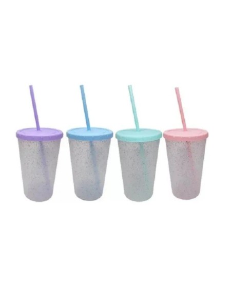 VASO GLITTER 600 CC TAPA Y SORBETE - Codigo: 975662
