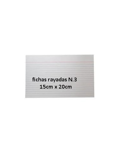 FICHAS RAYADAS N.3 15x20 x100 - Codigo: 342003